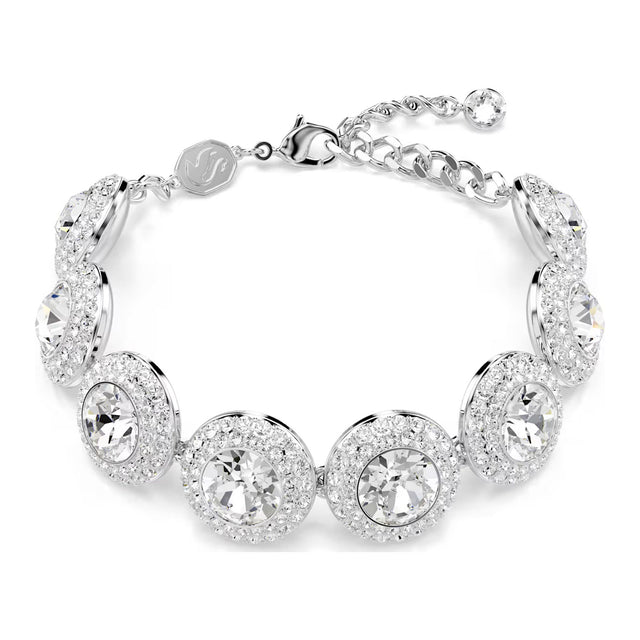 Swarovski Una bracelet, Round cut, Angel, Rhodium plated