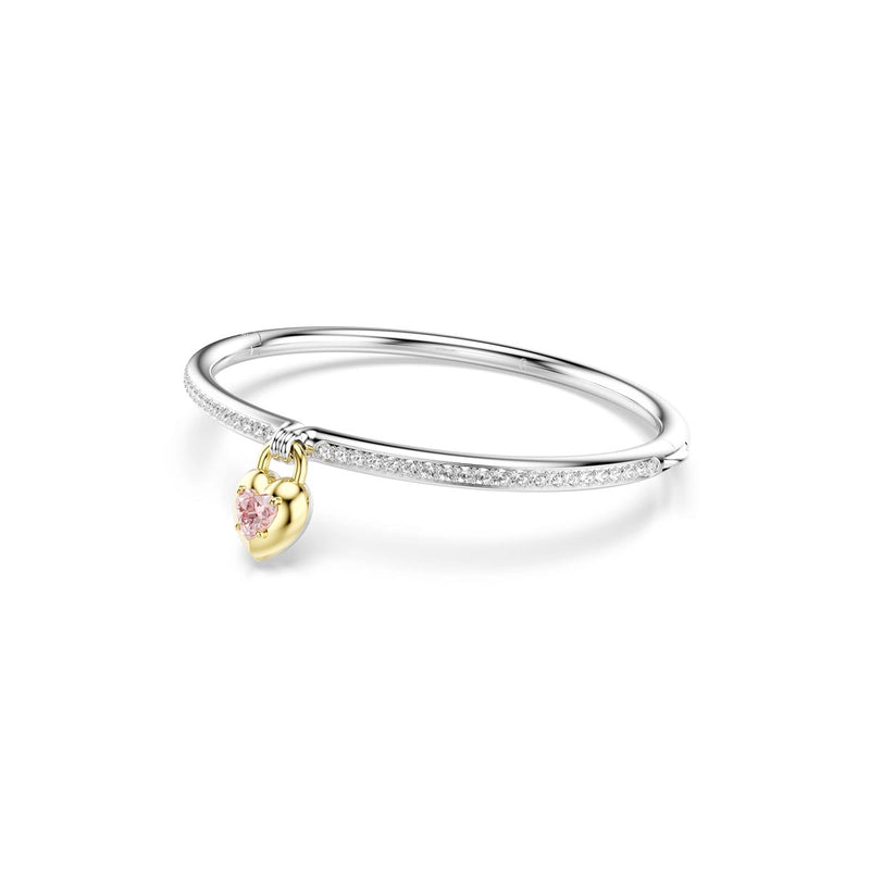Swarovski Idyllia bangle, Mixed cuts, Heart, Pink, Mixed metal finish