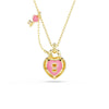Swarovski Idyllia pendant, Mixed cuts, Heart, Key, Pink, Gold-tone plated