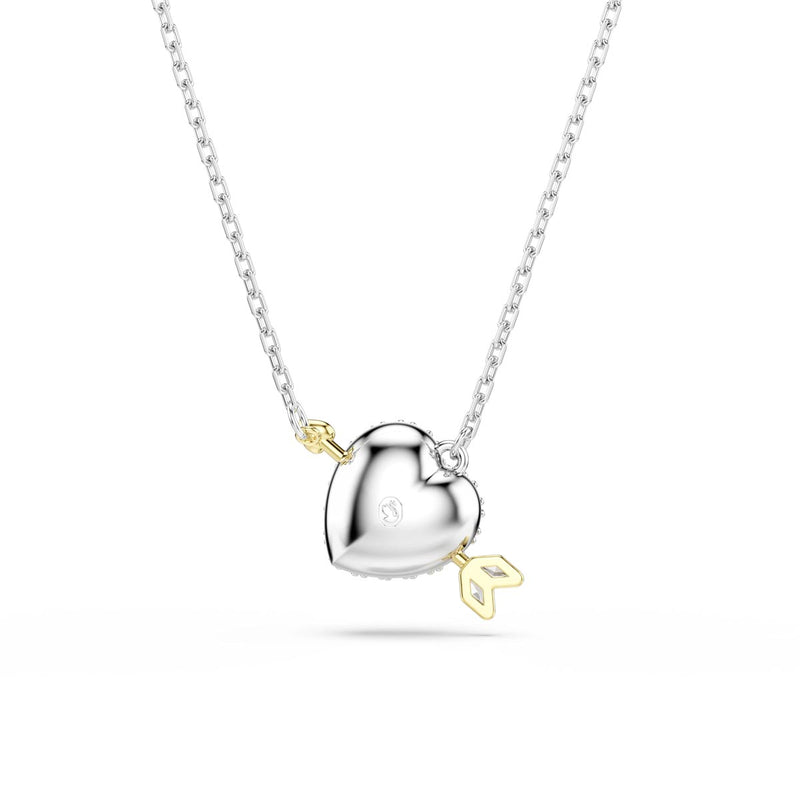 Swarovski Idyllia pendant, Mixed cuts, Heart, White, Mixed metal finish