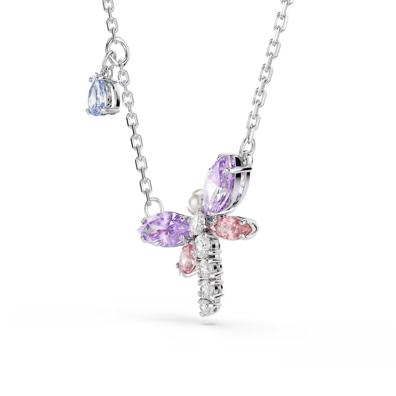 Swarovski x Ariana Grande pendant, Mixed cuts, Dragonfly, Multicolored, Rhodium plated