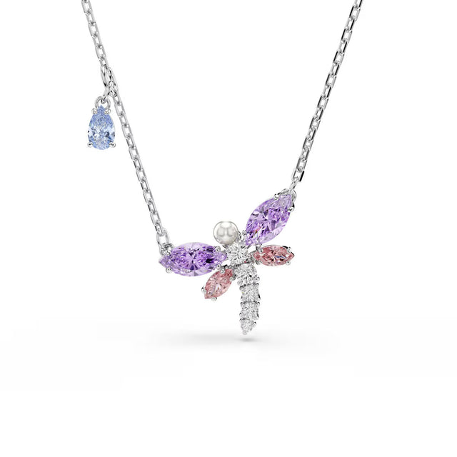 Swarovski x Ariana Grande pendant, Mixed cuts, Dragonfly, Multicolored, Rhodium plated