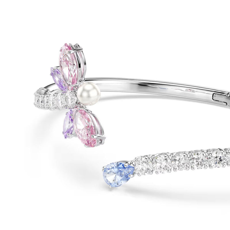 Swarovski x Ariana Grande bangle, Mixed cuts, Dragonfly, Multicolored, Rhodium plated