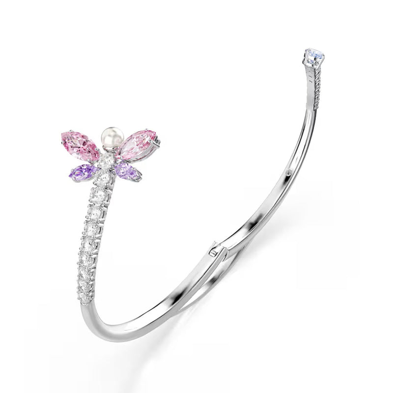 Swarovski x Ariana Grande bangle, Mixed cuts, Dragonfly, Multicolored, Rhodium plated