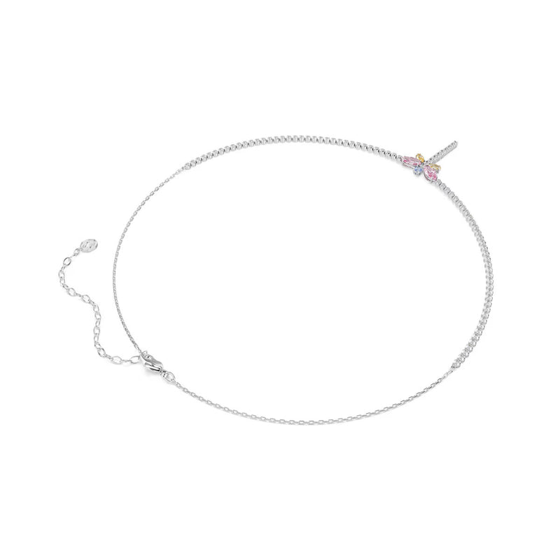 Swarovski x Ariana Grande Tennis Y necklace, Mixed cuts, Dragonfly, Multicolored, Rhodium plated