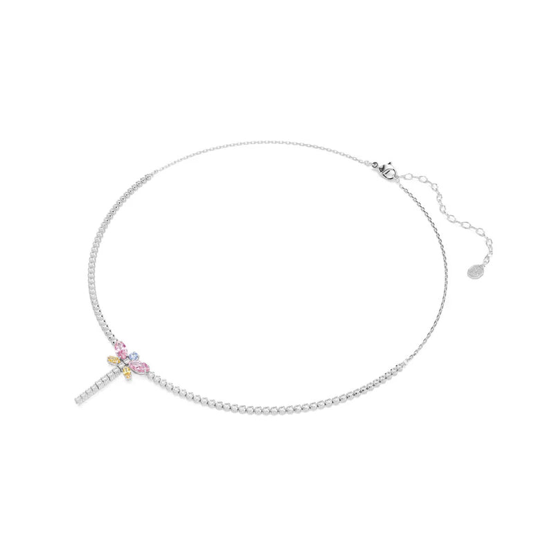 Swarovski x Ariana Grande Tennis Y necklace, Mixed cuts, Dragonfly, Multicolored, Rhodium plated