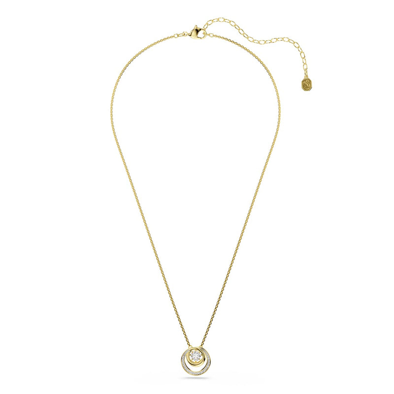 Swarovski Hyperbola pendant, Round cut, White, Gold-tone plated