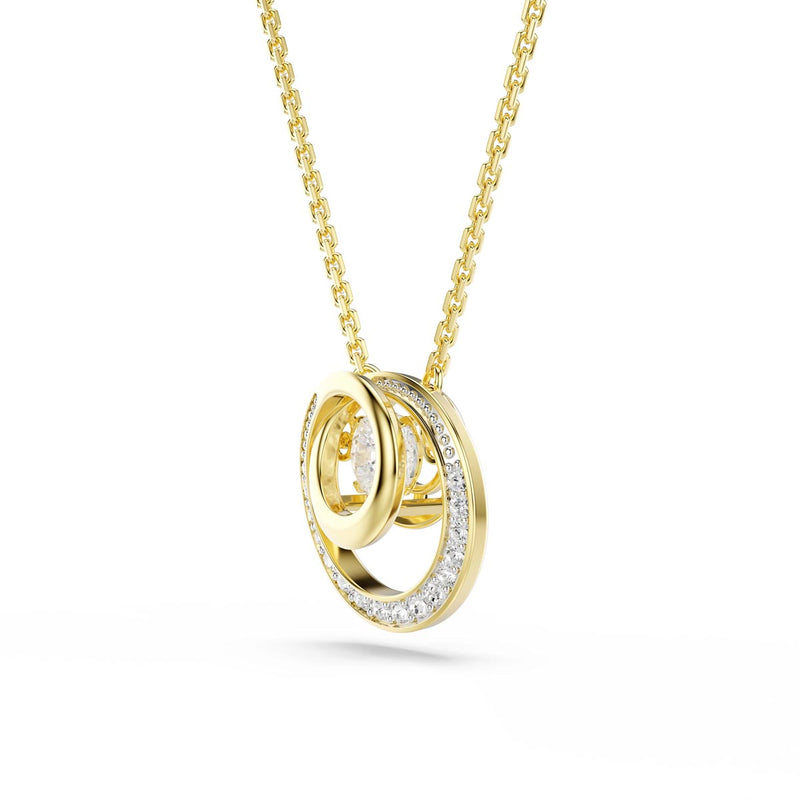 Swarovski Hyperbola pendant, Round cut, White, Gold-tone plated