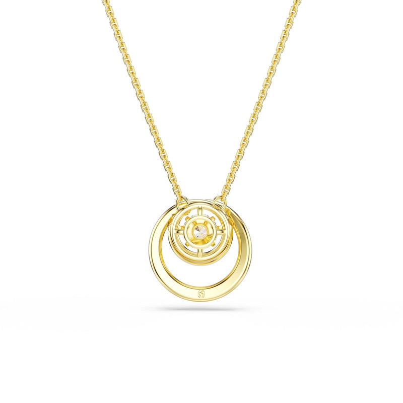 Swarovski Hyperbola pendant, Round cut, White, Gold-tone plated