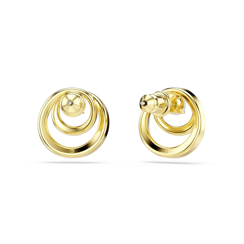 Swarovski Hyperbola stud earrings, Round cut, White, Gold-tone plated