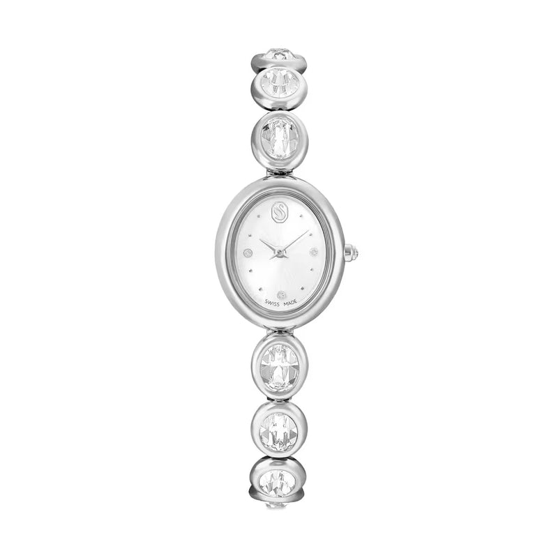 Swarovski Imber oval watch, Swiss Made, Metal bracelet, Silver tone, Stainless steel