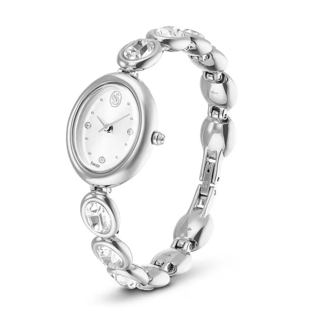 Swarovski Imber oval watch, Swiss Made, Metal bracelet, Silver tone, Stainless steel