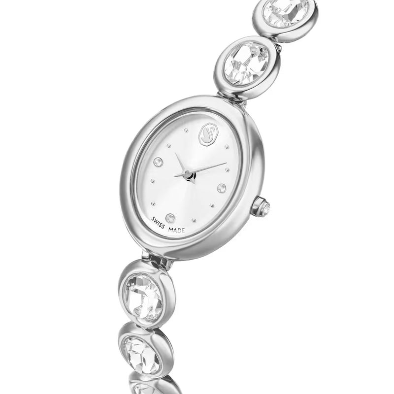 Swarovski Imber oval watch, Swiss Made, Metal bracelet, Silver tone, Stainless steel
