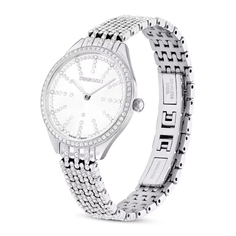 Swarovski Attract watch, Swiss Made, Metal bracelet, Silver tone, Stainless steel