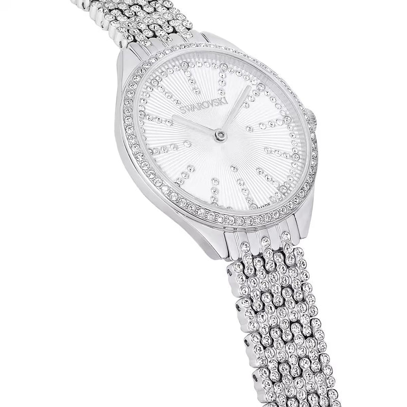 Swarovski Attract watch, Swiss Made, Metal bracelet, Silver tone, Stainless steel