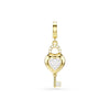 Swarovski Idyllia charm, Mixed cuts, Heart with key, White, Gold-tone plated