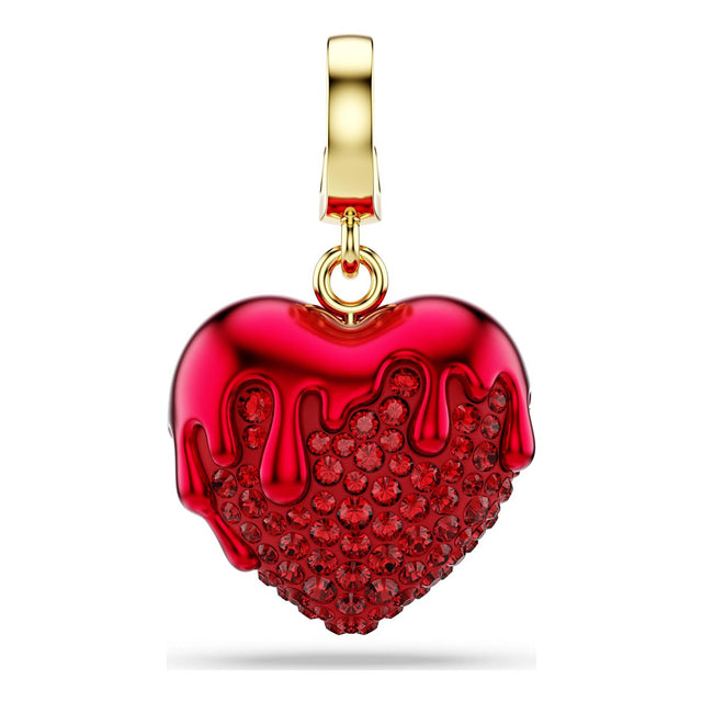 Swarovski Idyllia charm, Round cut, Heart, Red, Gold-tone plated