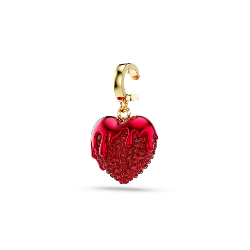Swarovski Idyllia charm, Round cut, Heart, Red, Gold-tone plated