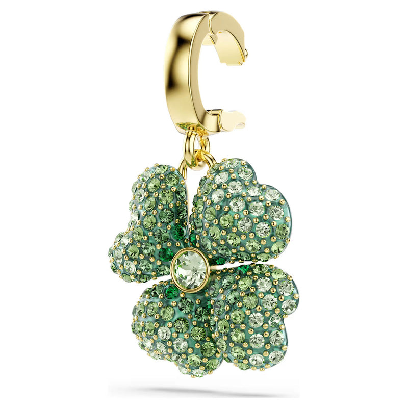 Swarovski Idyllia charm, Clover, Green, Gold-tone plated