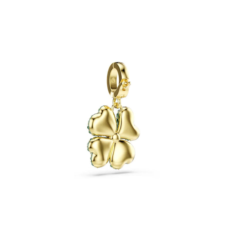 Swarovski Idyllia charm, Clover, Green, Gold-tone plated