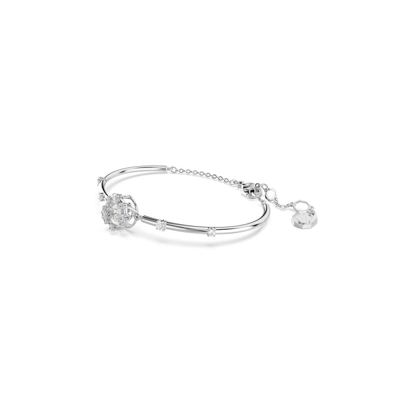 Swarovski Constella bangle, Round cut, Dancing stone, White, Rhodium plated