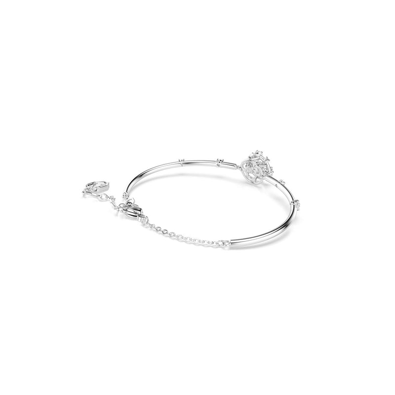 Swarovski Constella bangle, Round cut, Dancing stone, White, Rhodium plated