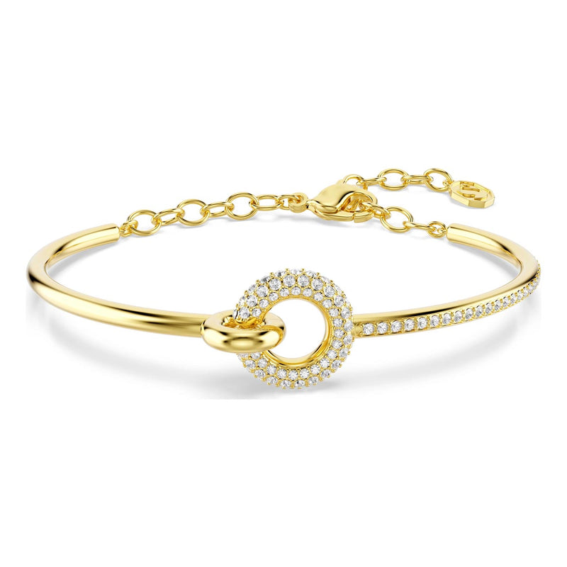 Swarovski Dextera bangle, Round cut, White, Gold-tone plated