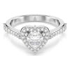 Swarovski Una Angelic motif ring, Mixed cuts, Heart, White, Rhodium plated