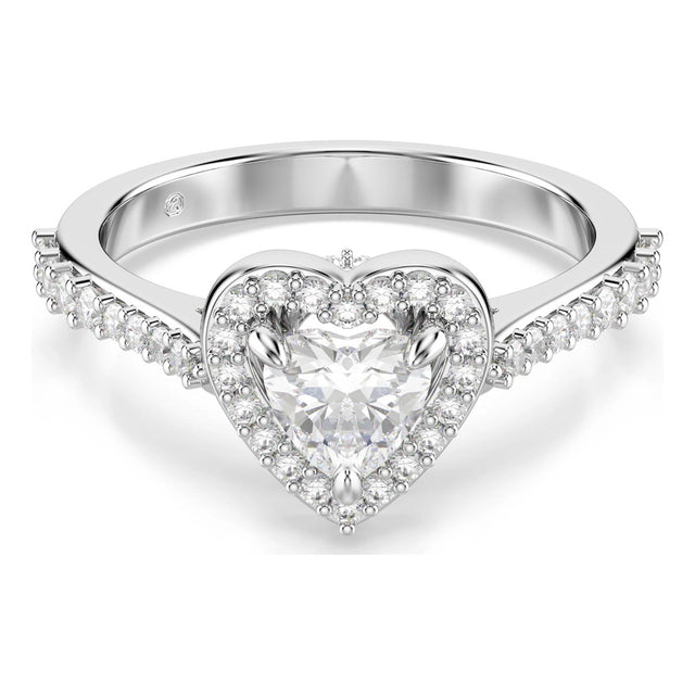 Swarovski Una Angelic motif ring, Mixed cuts, Heart, White, Rhodium plated