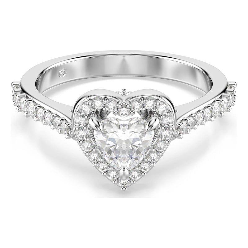 Swarovski Una Angelic motif ring, Mixed cuts, Heart, White, Rhodium plated
