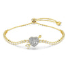 Swarovski Idyllia bracelet, Mixed cuts, Heart with arrow, White, Gold-tone plated