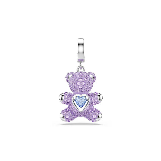 Swarovski Idyllia charm, Mixed cuts, Teddy, Purple, Rhodium plated