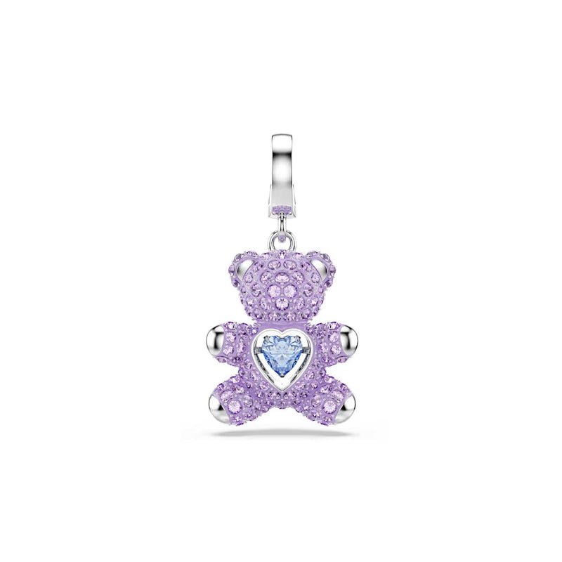 Swarovski Idyllia charm, Mixed cuts, Teddy, Purple, Rhodium plated