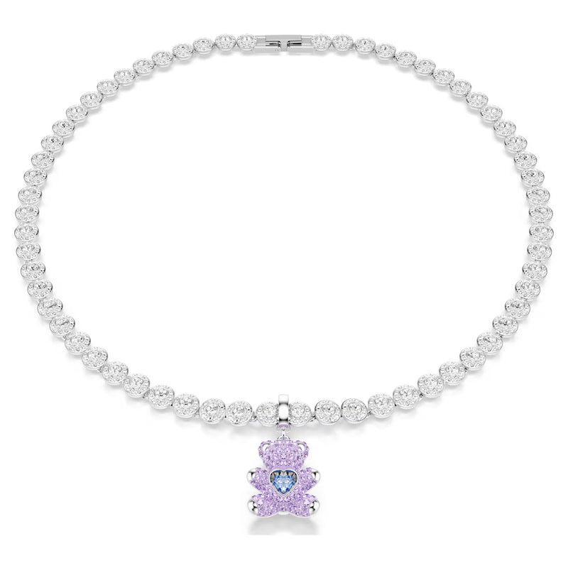 Swarovski Idyllia charm, Mixed cuts, Teddy, Purple, Rhodium plated