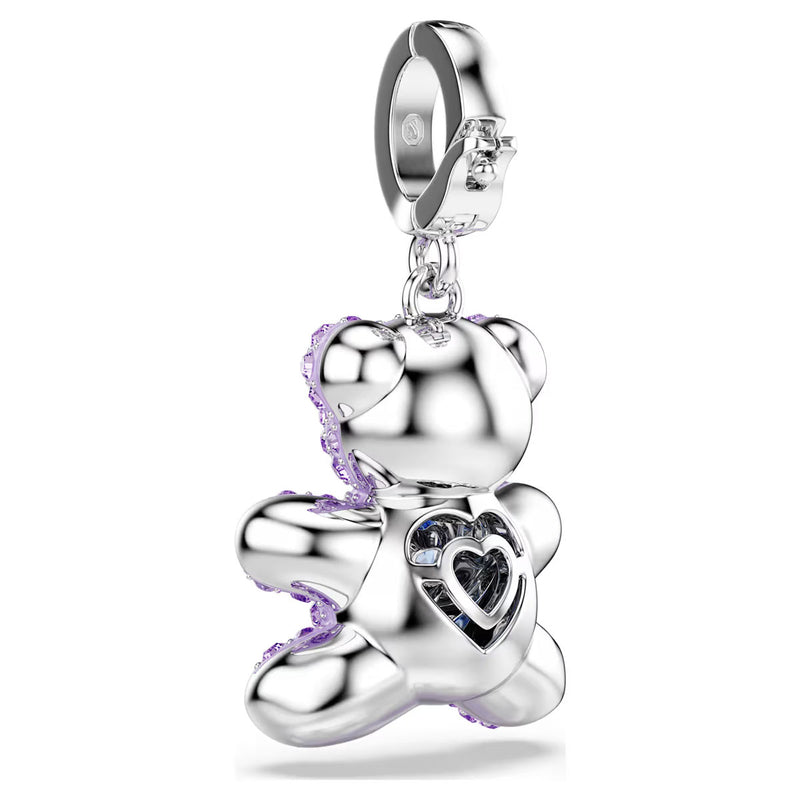 Swarovski Idyllia charm, Mixed cuts, Teddy, Purple, Rhodium plated