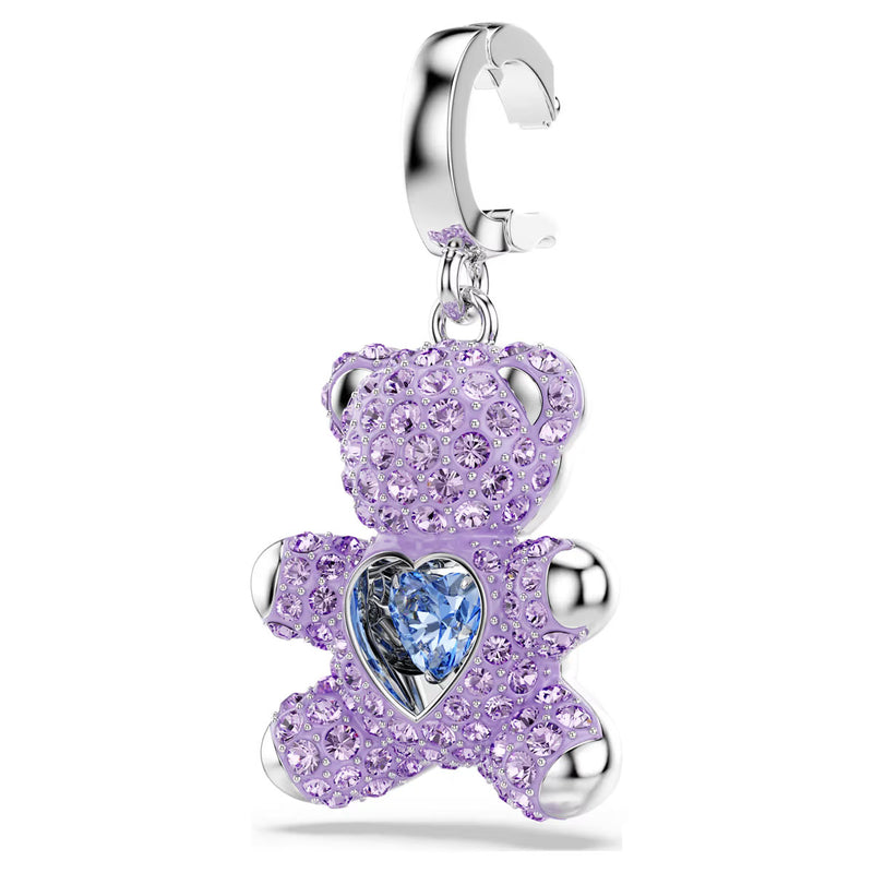 Swarovski Idyllia charm, Mixed cuts, Teddy, Purple, Rhodium plated