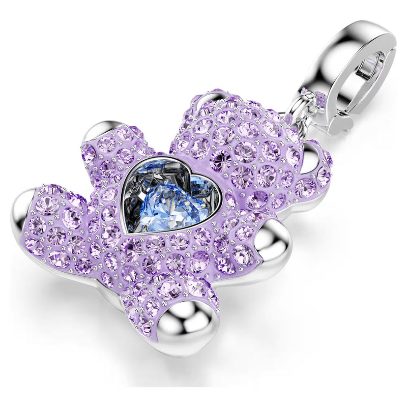 Swarovski Idyllia charm, Mixed cuts, Teddy, Purple, Rhodium plated