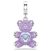 Swarovski Idyllia charm, Mixed cuts, Teddy, Purple, Rhodium plated