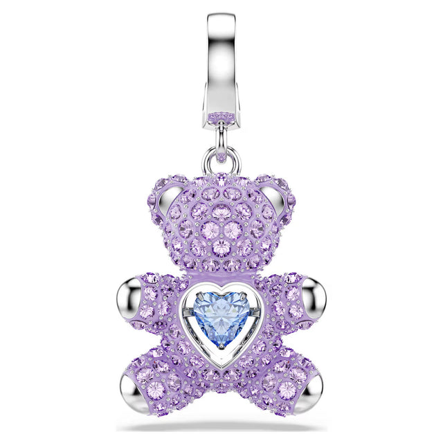 Swarovski Idyllia charm, Mixed cuts, Teddy, Purple, Rhodium plated