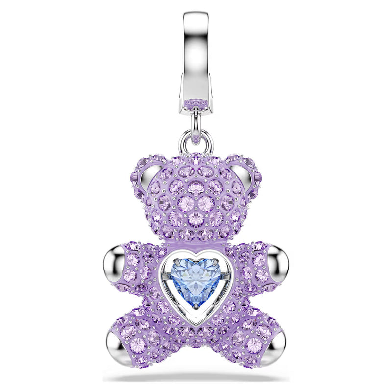 Swarovski Idyllia charm, Mixed cuts, Teddy, Purple, Rhodium plated