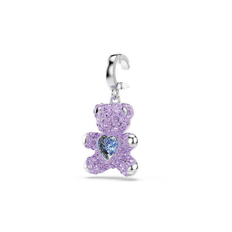 Swarovski Idyllia charm, Mixed cuts, Teddy, Purple, Rhodium plated