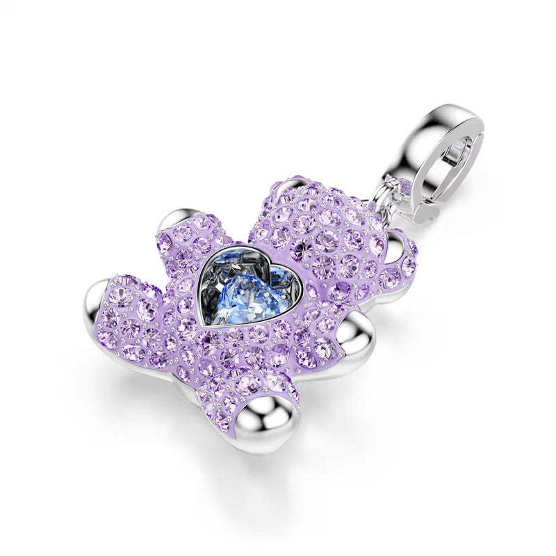Swarovski Idyllia charm, Mixed cuts, Teddy, Purple, Rhodium plated