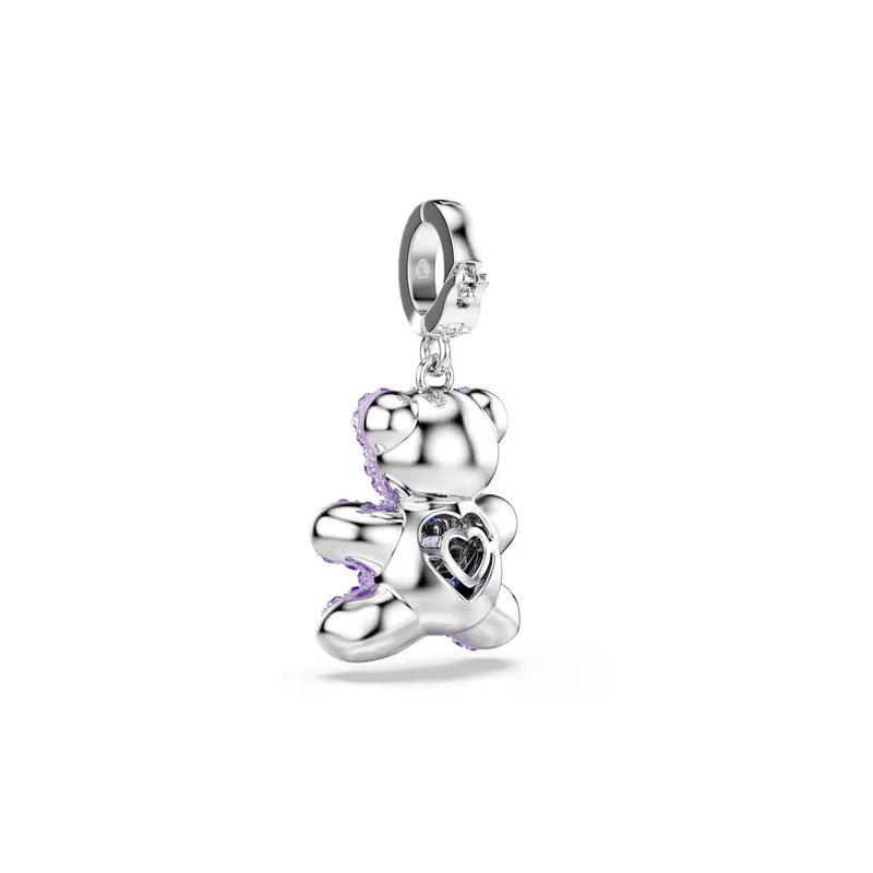 Swarovski Idyllia charm, Mixed cuts, Teddy, Purple, Rhodium plated