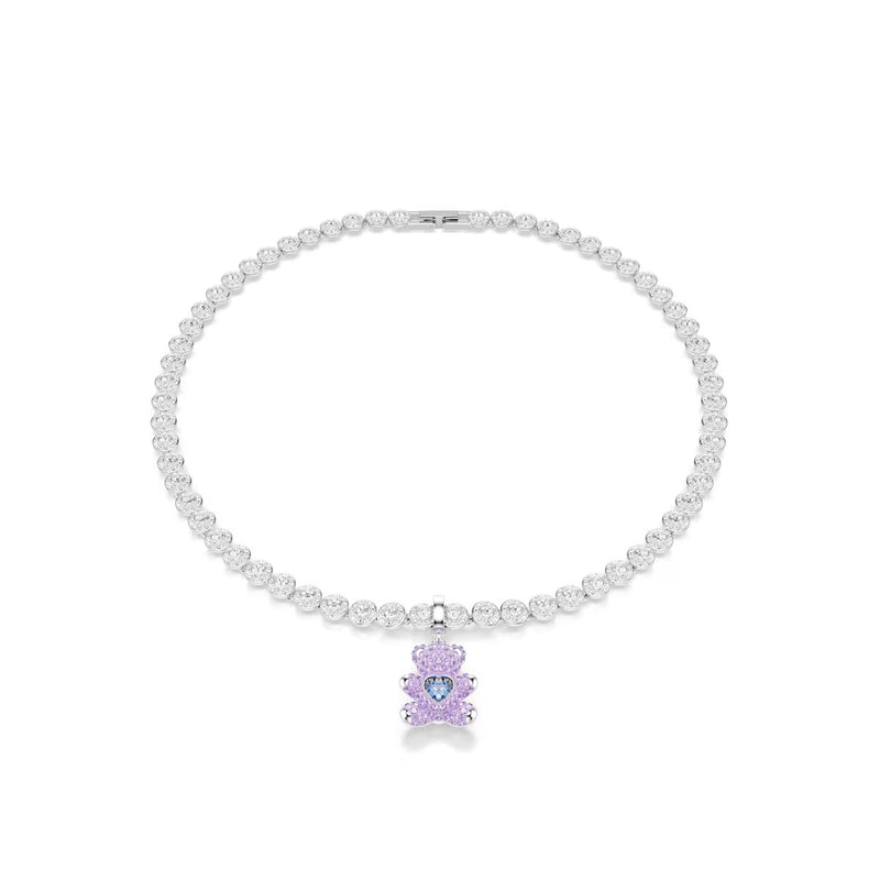 Swarovski Idyllia charm, Mixed cuts, Teddy, Purple, Rhodium plated