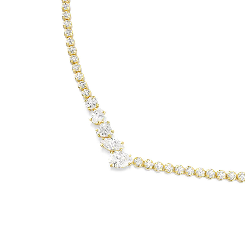 Swarovski Mesmera necklace, Mixed cuts, White, 18K gold finish
