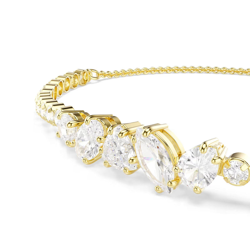 Swarovski Mesmera bracelet, Mixed cuts, White, 18K gold finish