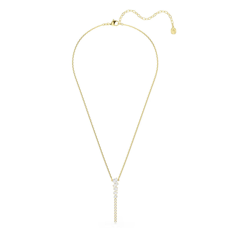 Swarovski Mesmera Y necklace, Mixed cuts, White, 18K gold finish