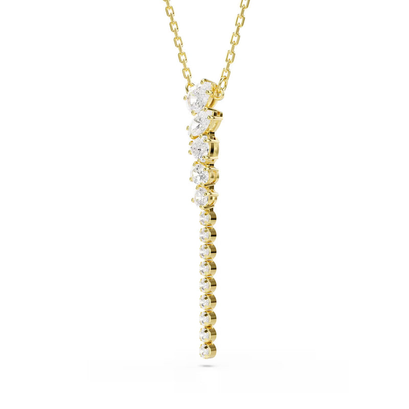Swarovski Mesmera Y necklace, Mixed cuts, White, 18K gold finish