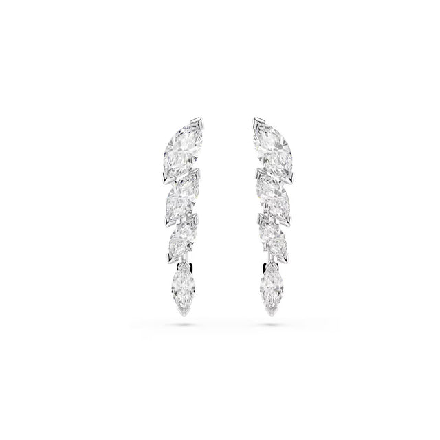 Swarovski Mesmera earrings, Marquise cut, White, Rhodium plated