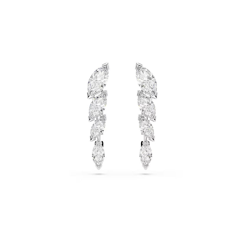 Swarovski Mesmera earrings, Marquise cut, White, Rhodium plated